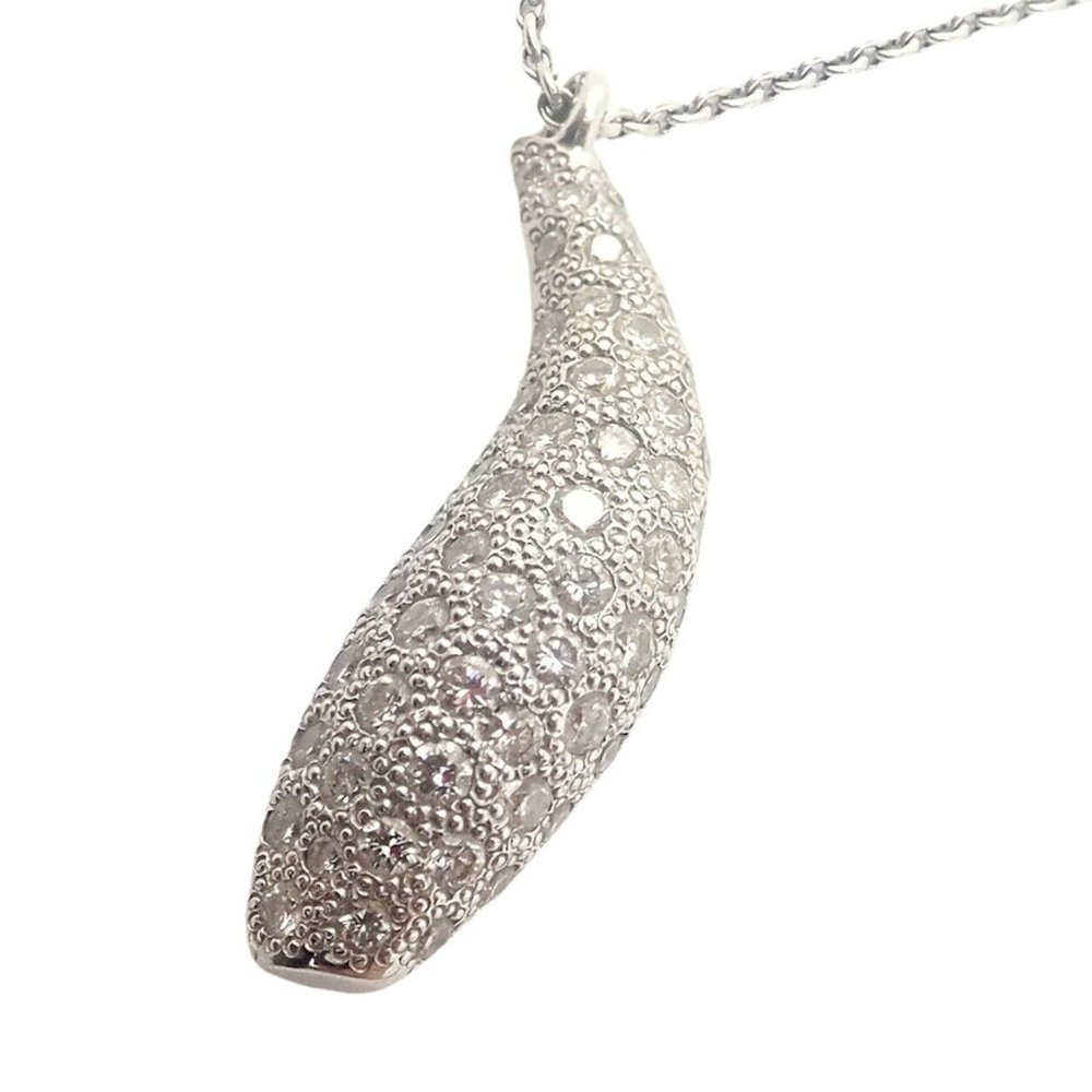 Authentic! Tiffany & Co 18k White Gold Frank Gehry Diamond Fish Necklace - Picture 7 of 12